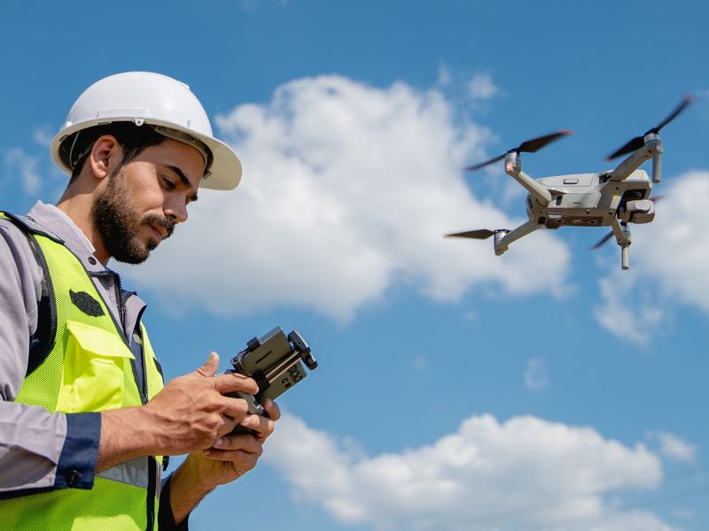 Operator flying a commercial drone
